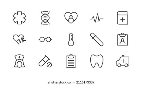 Editable vector pack of health  line icons. Trendy stroke signs for website, apps and UI. Premium set of health  thin line icons.