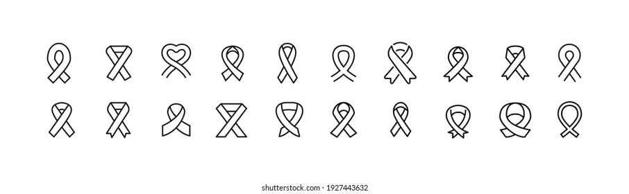 Editable vector pack of HIV line icons. Trendy stroke signs for website, apps and UI. Premium set of cancer thin line icons.