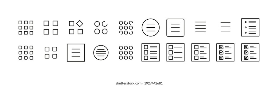Editable vector pack of menu line icons. Trendy stroke signs for website, apps and UI. Premium set of menu thin line icons.