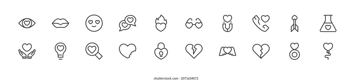 Editable vector pack of relationship line icons. Trendy stroke signs for website, apps and UI. Premium set of relationship thin line icons.