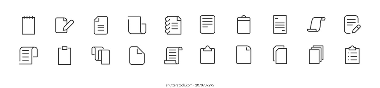 Editable vector pack of report line icons. Trendy stroke signs for website, apps and UI. Premium set of report thin line icons.