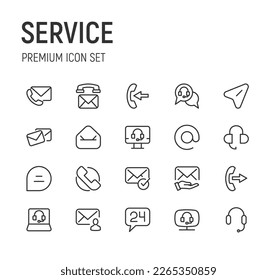 Editable vector pack of service line icons. Trendy stroke signs for website, apps and UI. Premium set of service thin line icons.