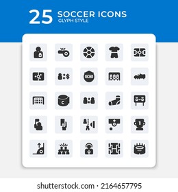 Editable vector pack of soccer glyph icons. Premium quality symbols. Collection of vector icons for concept, web graphics and mobile app with glyph style. Simple glyph signs.