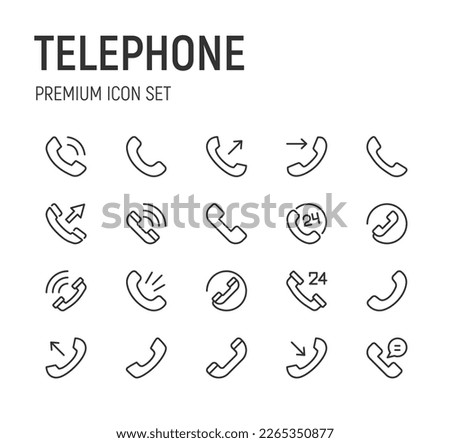 Editable vector pack of telephone line icons. Trendy stroke signs for website, apps and UI. Premium set of telephone thin line icons.