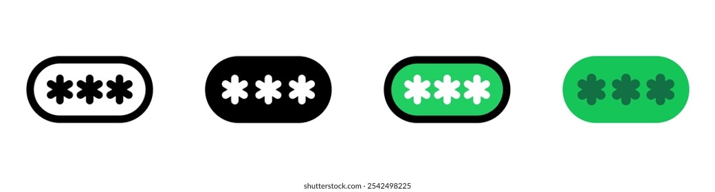 Editable vector password pin login icon. Black, line style, transparent white background. Part of a big icon set family. Perfect for web and app interfaces, presentations, infographics, etc