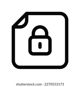 Editable vector password protected file icon. Black, line style, transparent white background. Part of a big icon set family. Perfect for web and app interfaces, presentations, infographics, etc