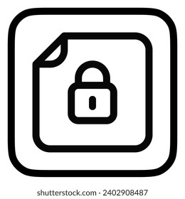 Editable vector password protected file icon. Black, line style, transparent white background. Part of a big icon set family. Perfect for web and app interfaces, presentations, infographics, etc