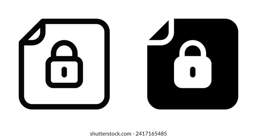 Editable vector password protected file icon. Black, line style, transparent white background. Part of a big icon set family. Perfect for web and app interfaces, presentations, infographics, etc