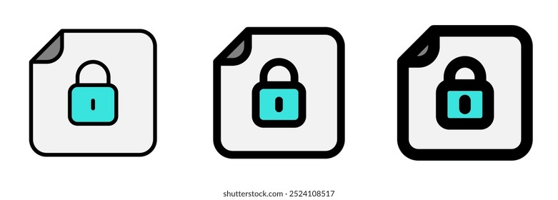 Editable vector password protected file icon. Black, line style, transparent white background. Part of a big icon set family. Perfect for web and app interfaces, presentations, infographics, etc
