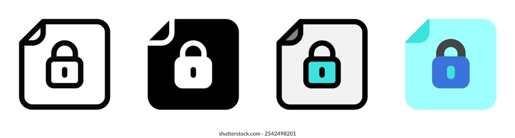 Icono de archivo protegido de Contraseña de Vector editable. Negro, estilo de línea, fondo blanco transparente. Parte de una gran familia de iconos. Perfecto para interfaces de Web y App, presentaciones, infografías, etc