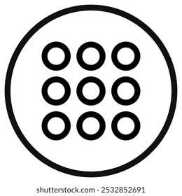 Editable vector pattern lock icon. Black, line style, transparent white background. Part of a big icon set family. Perfect for web and app interfaces, presentations, infographics, etc