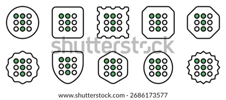 Editable vector pattern lock icon. Black, line style, transparent white background. Part of a big icon set family. Perfect for web and app interfaces, presentations, infographics, etc