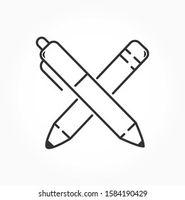 Editable vector pencil and pen icon. Isolated style, simple design.
