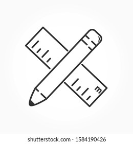 Editable vector pencil and ruler icon. Isolated style, simple design.