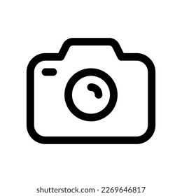 Editable vector photo digital camera icon. Black, line style, transparent white background. Part of a big icon set family. Perfect for web and app interfaces, presentations, infographics, etc