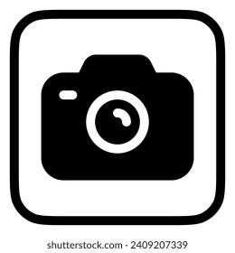 Editable vector photo digital camera icon. Black, line style, transparent white background. Part of a big icon set family. Perfect for web and app interfaces, presentations, infographics, etc