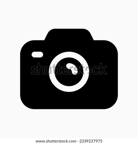 Editable vector photo digital camera icon. Black, line style, transparent white background. Part of a big icon set family. Perfect for web and app interfaces, presentations, infographics, etc