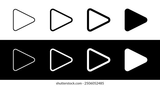 Editable vector play button icon. Black, transparent white background. Part of a big icon set family. Perfect for web and app interfaces, presentations, infographics, etc