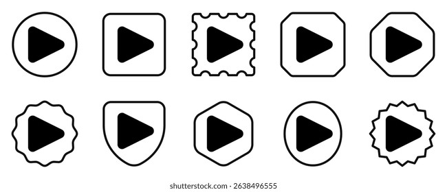 Editable vector play button icon. Black, transparent white background. Part of a big icon set family. Perfect for web and app interfaces, presentations, infographics, etc