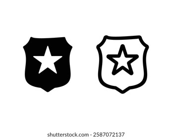 editable vector police badge glyphs symbol design illustration isolated on transparent background