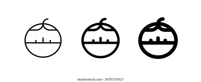 Editable vector pomodoro timer icon. Black, line style, transparent white background. Part of a big icon set family. Perfect for web and app interfaces, presentations, infographics, etc