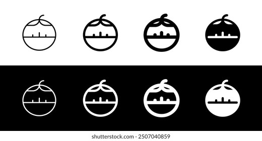 Editable vector pomodoro timer icon. Black, line style, transparent white background. Part of a big icon set family. Perfect for web and app interfaces, presentations, infographics, etc