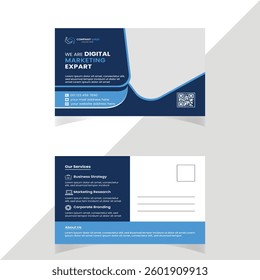 Editable vector postcard design template for digital marketing business agency