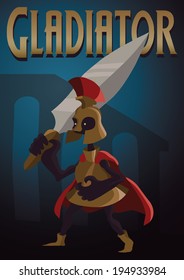 Editable vector poster illustration of a Rome soldier