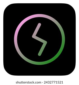 Editable vector power charging electric bolt icon. Black, line style, transparent white background. Part of a big icon set family. Perfect for web and app interfaces, presentations, infographics, etc