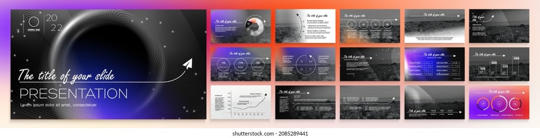 Editable vector presentation templates with Blurred design elements and infographics. Background for presentation. Vector Slide, flyer, report, marketing, advertising, annual report, banner