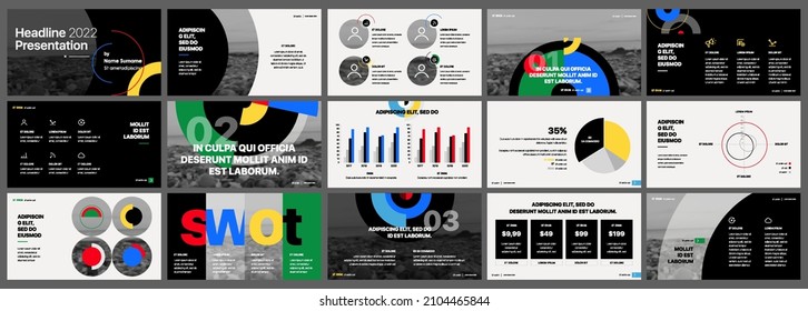 Editable vector presentation templates with design elements and infographics. Background for presentation. Vector Slide, flyer, report, marketing, advertising, annual report, banner