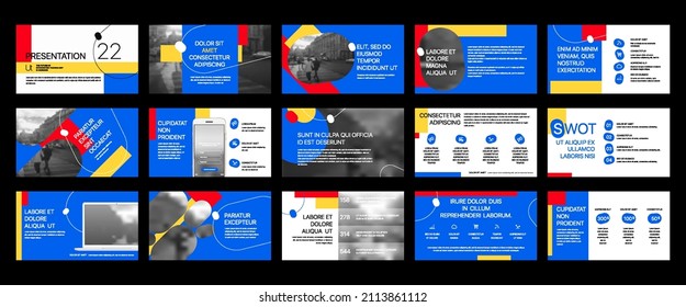 Editable vector presentation templates with design elements and infographics. Background for presentation. Vector Slide, flyer, report, marketing, advertising, annual report, banner