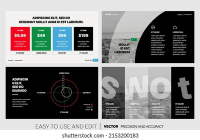 Editable vector presentation templates with design elements and infographics. Background for presentation. Vector Slide, flyer, report, marketing, advertising, annual report, banner