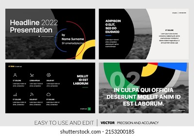 Editable vector presentation templates with design elements and infographics. Background for presentation. Vector Slide, flyer, report, marketing, advertising, annual report, banner