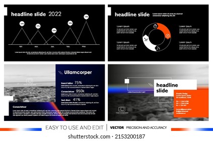 Editable vector presentation templates with design elements and infographics. Background for presentation. Vector Slide, flyer, report, marketing, advertising, annual report, banner