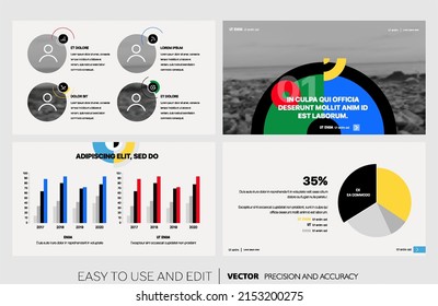 Editable vector presentation templates with design elements and infographics. Background for presentation. Vector Slide, flyer, report, marketing, advertising, annual report, banner