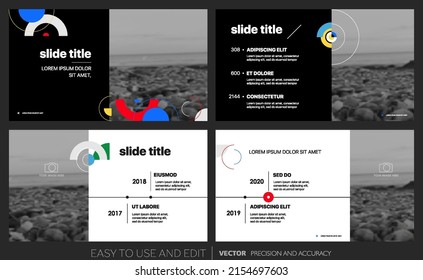 Editable vector presentation templates with design elements and infographics. Background for presentation. Vector Slide, flyer, report, marketing, advertising, annual report, banner