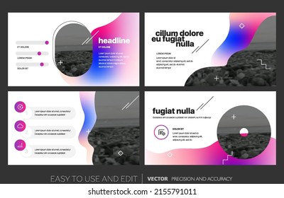 Editable vector presentation templates with design elements and infographics. Background for presentation. Vector Slide, flyer, report, marketing, advertising, annual report, banner