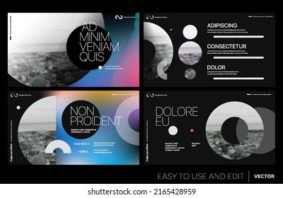 Editable vector presentation templates with design elements and infographics. Background for presentation. Vector Slide, flyer, report, marketing, advertising, annual report, banner