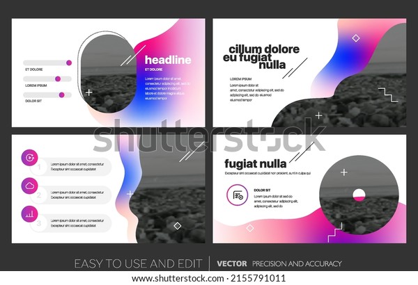Editable vector presentation templates with design
elements and infographics. Background for presentation. Vector
Slide, flyer, report, marketing, advertising, annual report,
banner