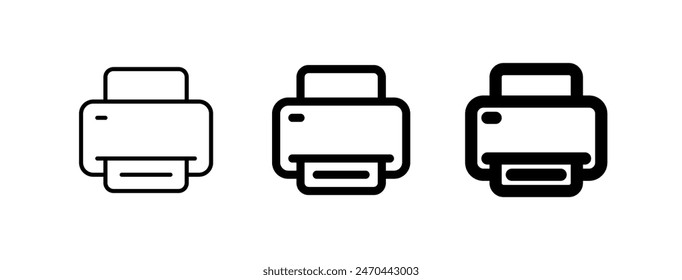 Editable vector print printer icon. Black, line style, transparent white background. Part of a big icon set family. Perfect for web and app interfaces, presentations, infographics, etc