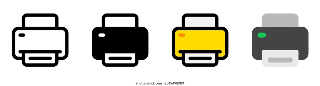 Editable vector print printer icon. Black, line style, transparent white background. Part of a big icon set family. Perfect for web and app interfaces, presentations, infographics, etc