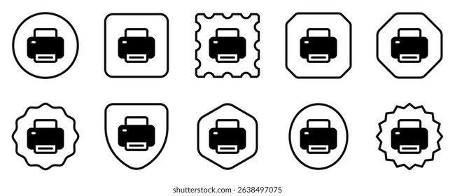 Editable vector print printer icon. Black, line style, transparent white background. Part of a big icon set family. Perfect for web and app interfaces, presentations, infographics, etc