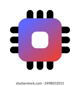 Editable vector processor icon. Black, line style, transparent white background. Part of a big icon set family. Perfect for web and app interfaces, presentations, infographics, etc