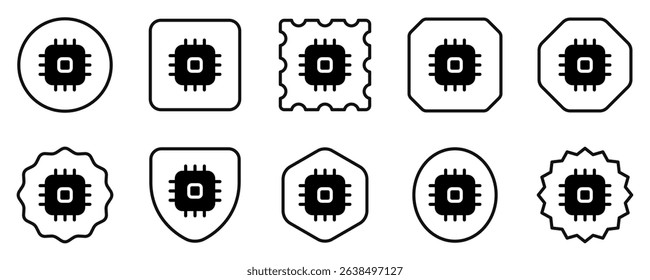 Editable vector processor icon. Black, line style, transparent white background. Part of a big icon set family. Perfect for web and app interfaces, presentations, infographics, etc