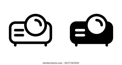 Editable vector projector icon. Black, line style, transparent white background. Part of a big icon set family. Perfect for web and app interfaces, presentations, infographics, etc