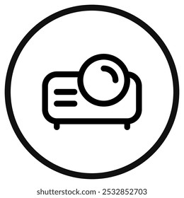 Editable vector projector icon. Black, line style, transparent white background. Part of a big icon set family. Perfect for web and app interfaces, presentations, infographics, etc