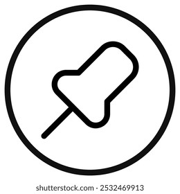 Editable vector push pin icon. Black, line style, transparent white background. Part of a big icon set family. Perfect for web and app interfaces, presentations, infographics, etc