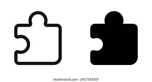 Editable vector puzzle piece plugin icon. Black, line style, transparent white background. Part of a big icon set family. Perfect for web and app interfaces, presentations, infographics, etc