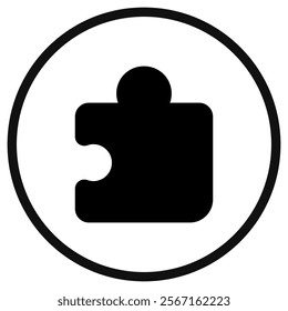 Editable vector puzzle piece plugin icon. Black, line style, transparent white background. Part of a big icon set family. Perfect for web and app interfaces, presentations, infographics, etc